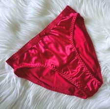Vintage NOS Jennifer Intimates Second Skin Satin Red Hot    Bikini Panties L/XL