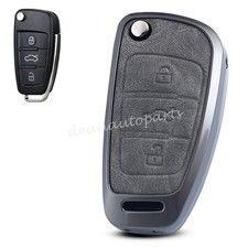 For Audi A1 A3 A4 A6 S3 Q3 Q7 Tt Metal Leather Car Flip Key Fob Case Cover Shell