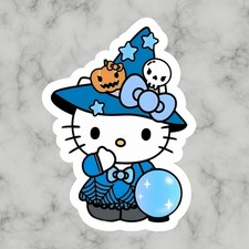 Kitty Cat, Kawaii Cute Fun Halloween Hello Adorable Glossy Vinyl sticker, Decal
