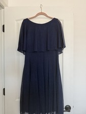 J. Taylor Navy Blue Lightly Sparkled Women  s Dress Size 16 runs Small 