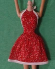 Vintage Barbie Clothes - Superstar Era Barbie Red Print Tricot Dress