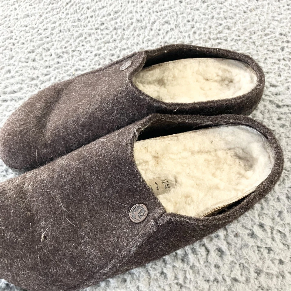 Zapatos zueco Birkenstock Zermatt de piel de oveja para mujer talla 6 EU 37 marrón lana Alemania Foto 3 de 4