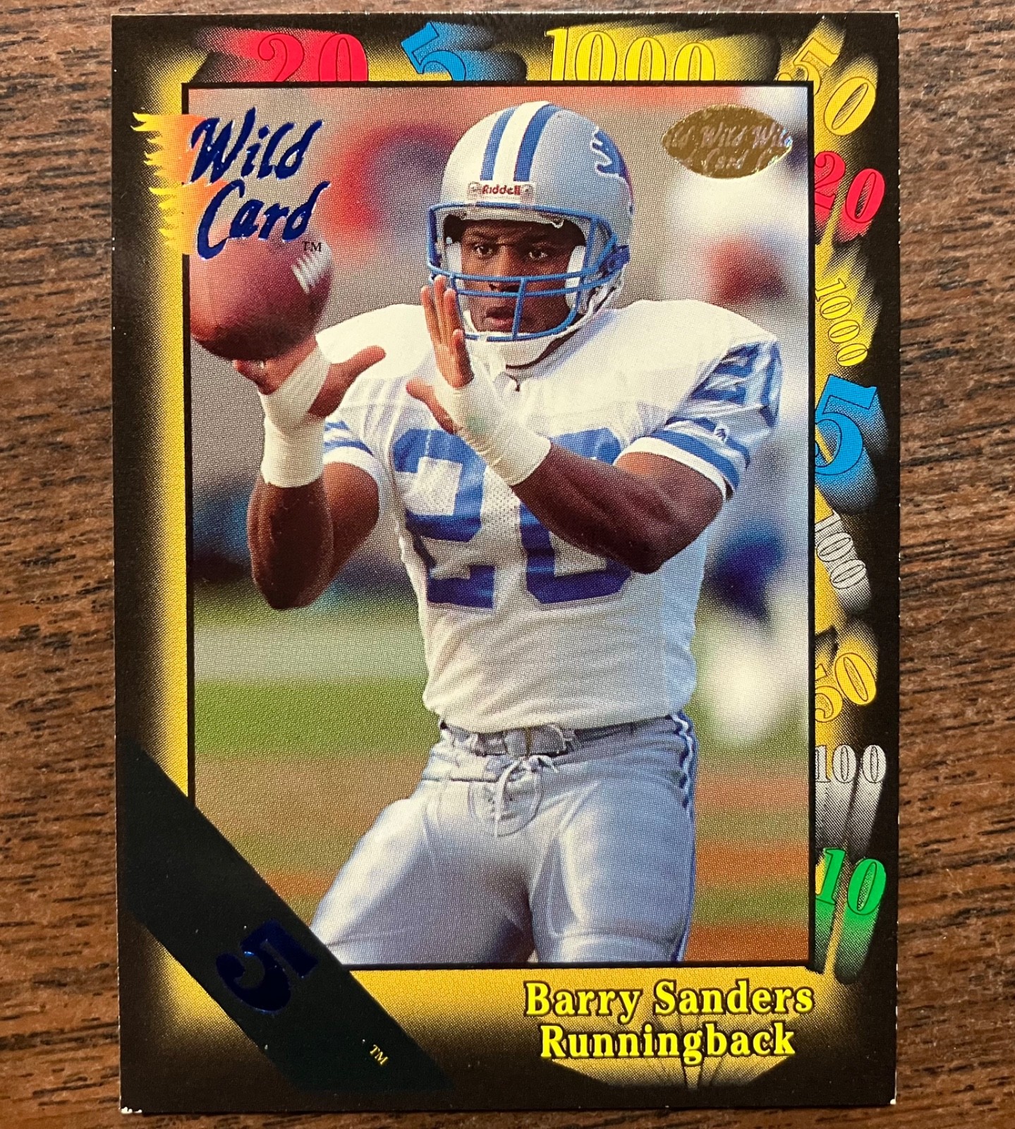 BARRY SANDERS 1991 WILD CARD #89 FIVE STRIPE PARALLEL INSERT DETROIT LIONS HOF 5