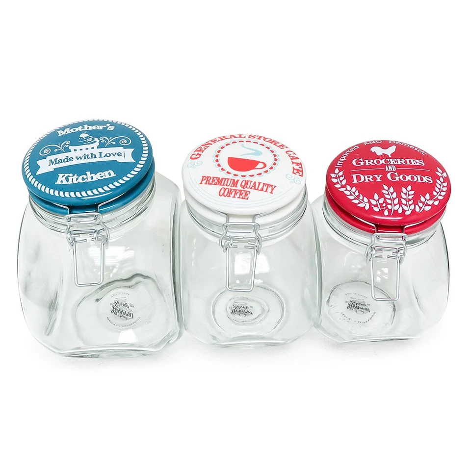 Gibson General Store Cottage Chic Juego de 3 contenedores de almacenamiento de vidrio Foto 3 de 3