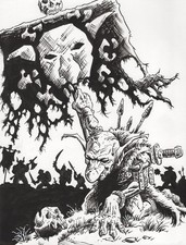 Goblin Standard Bearer-OOAK Ink Drawing-Original Fantasy Illustration- Myke Art