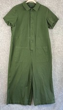 Universal Standard Kate Twill Jumpsuit Womens Medium 18 20 Green Stretch