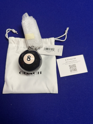 NWT Coach Eight Ball Bag Charm Silver/Black CEA15 with dust bag | eBay