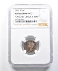 1917-S Mercury Dime Mint Error Planchet Crack @ 4:00 AG3 NGC *8252