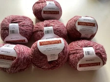 7 Skeins Valley Yarns  WHATLEY  Baby Alpaca  Cotton Blend 50gm Each Color Garnet