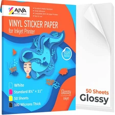 Printable Vinyl Sticker Paper - Waterproof Decal Paper for Inkjet Printer - 5...