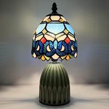 Tiffany Lamp Stained Glass Mushroom Table Lamps 6X6X12.5 Inch Blue Jewelry Ba...