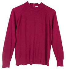 VTG The Gold Hanger Womens Red Mock Neck Sweater Back Zip Size L Made in USA