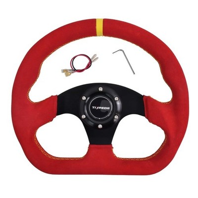 D-Shaped Racing Steering Wheel, 12.8''/325mm 6 Bolt Steering Wheel Suede Race ...