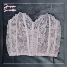 Vintage 1984 Dolores for Poirette “Promise” Pink Lace Bustier Corset 36 USA