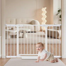 Pressure-Mounted Baby Gate for Stairs  Doorways - Auto Close, No-Trip Design