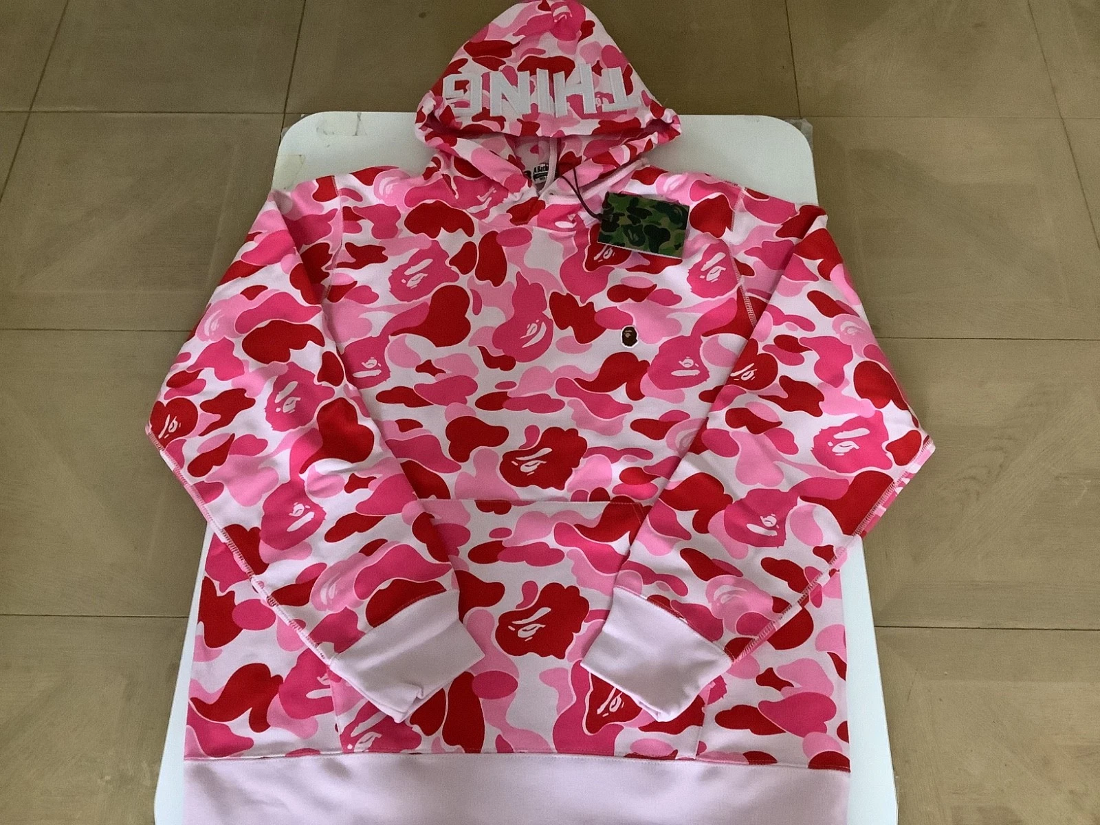 A BATHING APE (BAPE) Autentica felpa con cappuccio pullover mimetico a bathing ape bape abc rosa L nuova rara