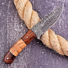 Damascus Hunting Knife Custom HandMade / Hand Forged Damascus Steel Blade UU 35