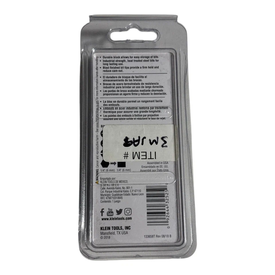 Klein Tools 32 PC. Magnetic Screwdriver Bit Set-Tamperproof Tips Gray 32525 New - Image 2 of 4