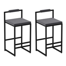 2 PCS Velvet Bar Stools w/ Backrest  Footrest Counter Chairs For Kitchen Lsland