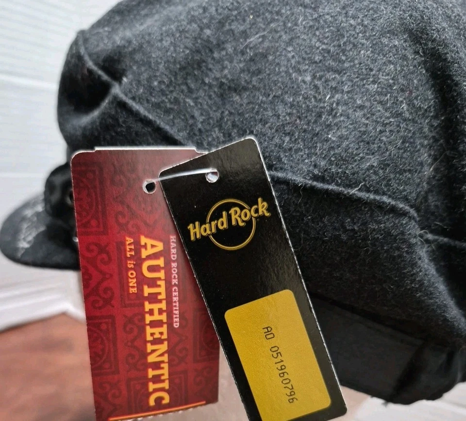 NUEVO CON ETIQUETAS Hard Rock Café Negro Lana Mezcla de Poli Talla Única Gorra Motociclista Reino Unido Foto 4 de 4