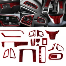 19Pcs Red Carbon Fiber Full Set Interior Cover Trim For Honda Civic 10th 16-19