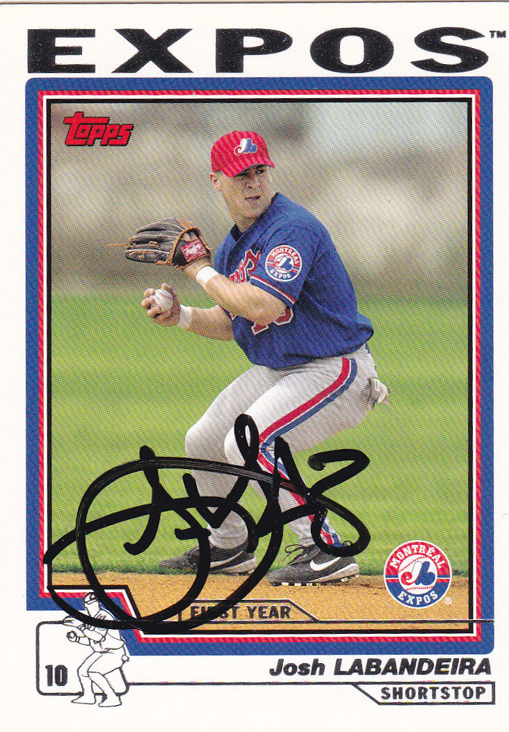 JOSH LABANDEIRA MONTREAL EXPOS SIGNED 2004 TOPPS BASEBALL CARD