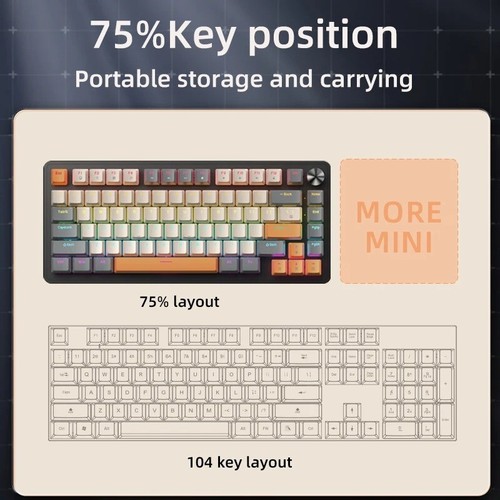 Mechanical Gaming Keyboard 75% Wired with Multi-Media Knob and Key Backlighting - Picture 8 of 11