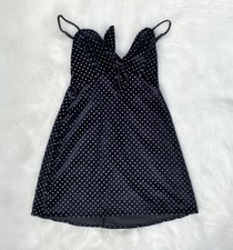 velvet TIE FRONT black mini dress lbd Small silver studded Show Me Your Mumu