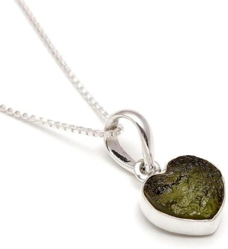 Natural Raw Moldavite Silver Pendant 925 Sterling Silver , Certified from Czech - Picture 2 of 3