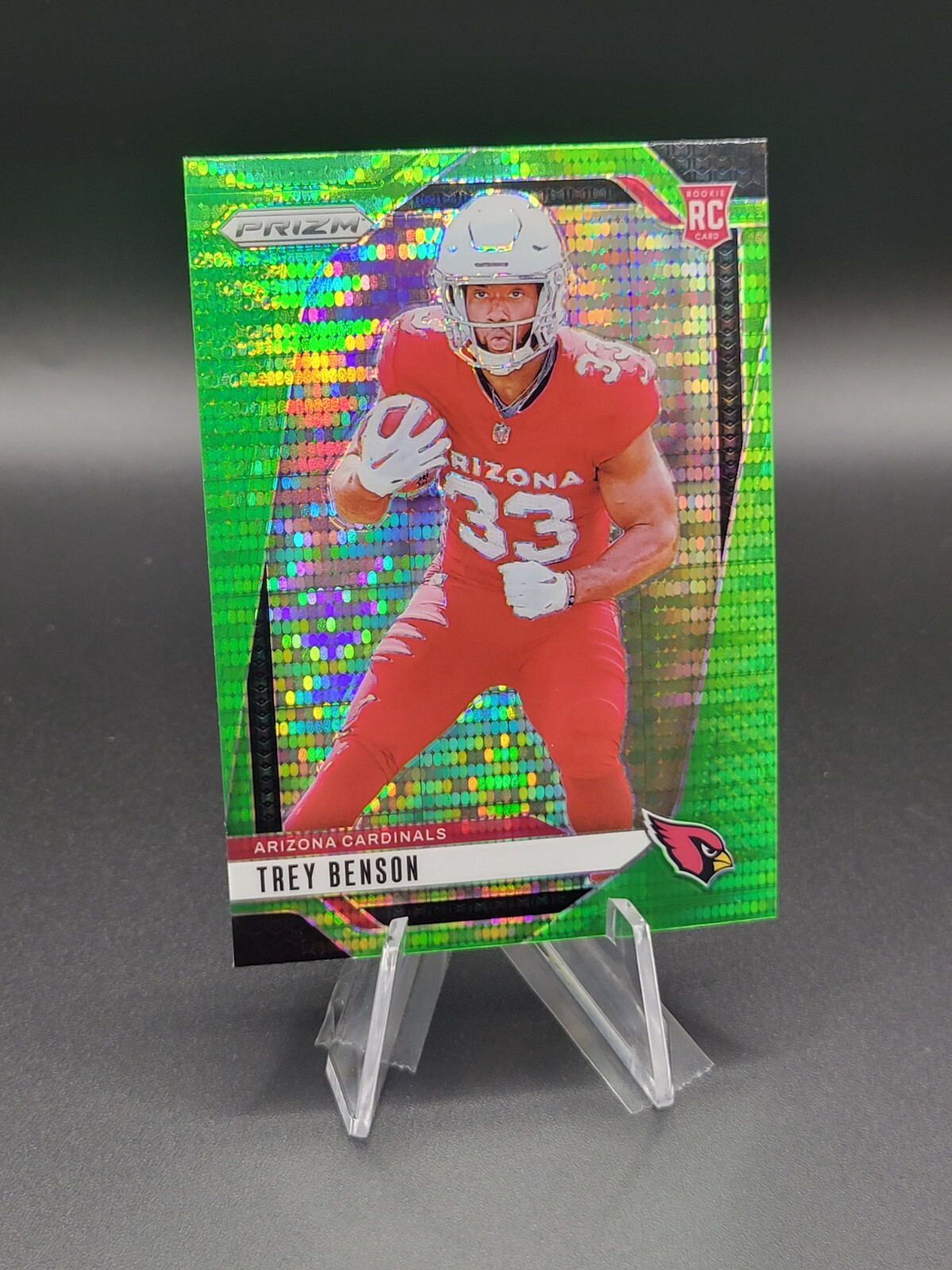 Trey Benson 2024 Panini - Prizm Football #392 Neon Green Pulsar (RC) - Cardinals