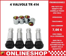 SET 4 VALVOLE CROMATE TR414 E 4 TAPPI COPRI VALVOLE ABARTH 595 695 124 500 PUNTO