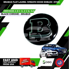 Brabus Front Hood Mercedes Benz Black Emblem Flat Wreath Badge 57mm Oem Brabus Front Hood Mercedes Benz Black Emblem Flat Wreath Badge 57mm Oem