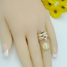 Multi Tone Gold Plated Our Lady of Guadalupe 7 Days Ring Semanario Oro Laminado