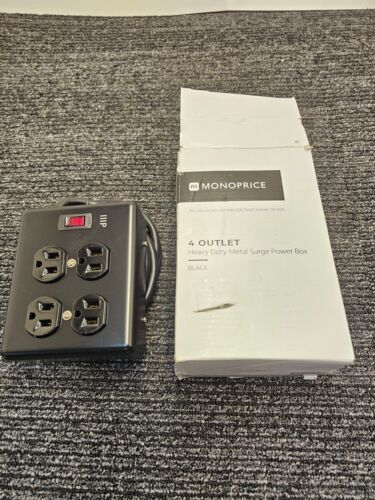 Monoprice Heavy Duty 4 Outlet Metal Surge Power Box - Black 6 Feet Cord - 第 1/9 張圖片