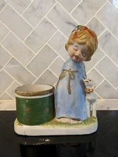 1978 Vintage Jasco Little Luvkins Christmas Angel Blonde Candle Holder w/ Lamb 