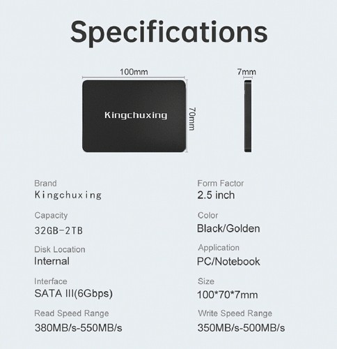 Kingchuxing 1TB 2TB Interne Festplatte SSD 2.5" SATA III 6 GB/s 560MB/s Laptop - Bild 2 von 15