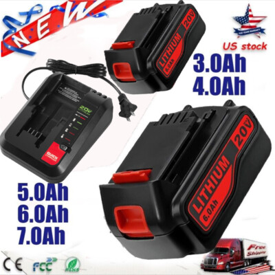 Replacement for Black Decker 20 Volt 6Ah MAX Lithium Battery/ChargerLBXR20 