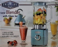 Americana Classics Sea Foam Retro Look 500W Blender w/6.25 Cup Glass Jar **NEW**