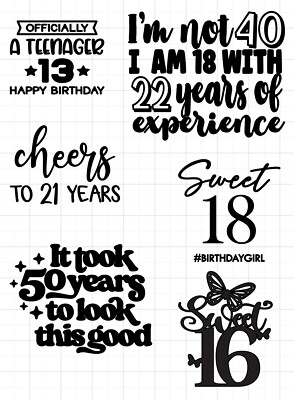 Geburtstag Vinyl Aufkleber Sticker - Alter 13/16/21/40./50 Geburtstag Ballon Geschenkbox 