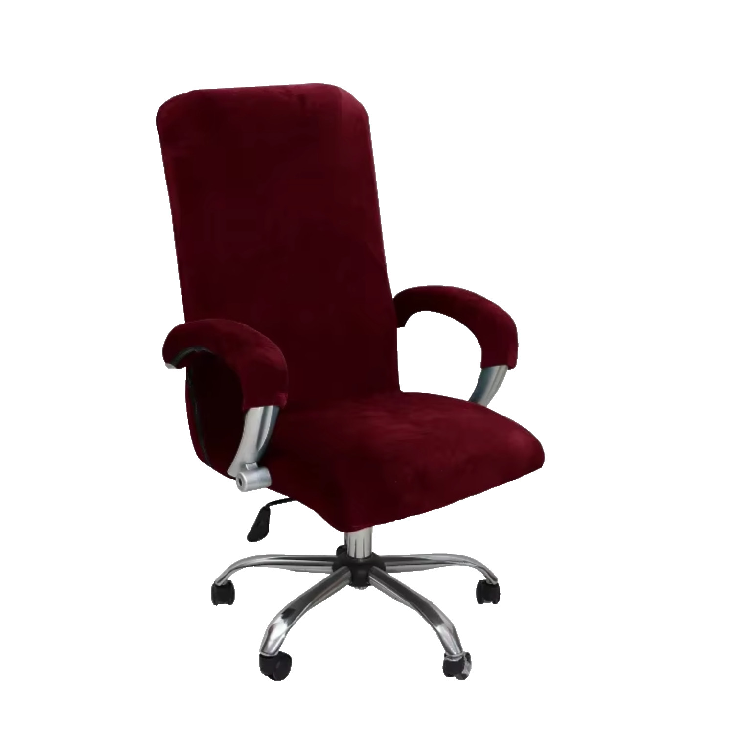 Housse de chaise bureau velours XL rouge vin pour rénover un fauteuil usé