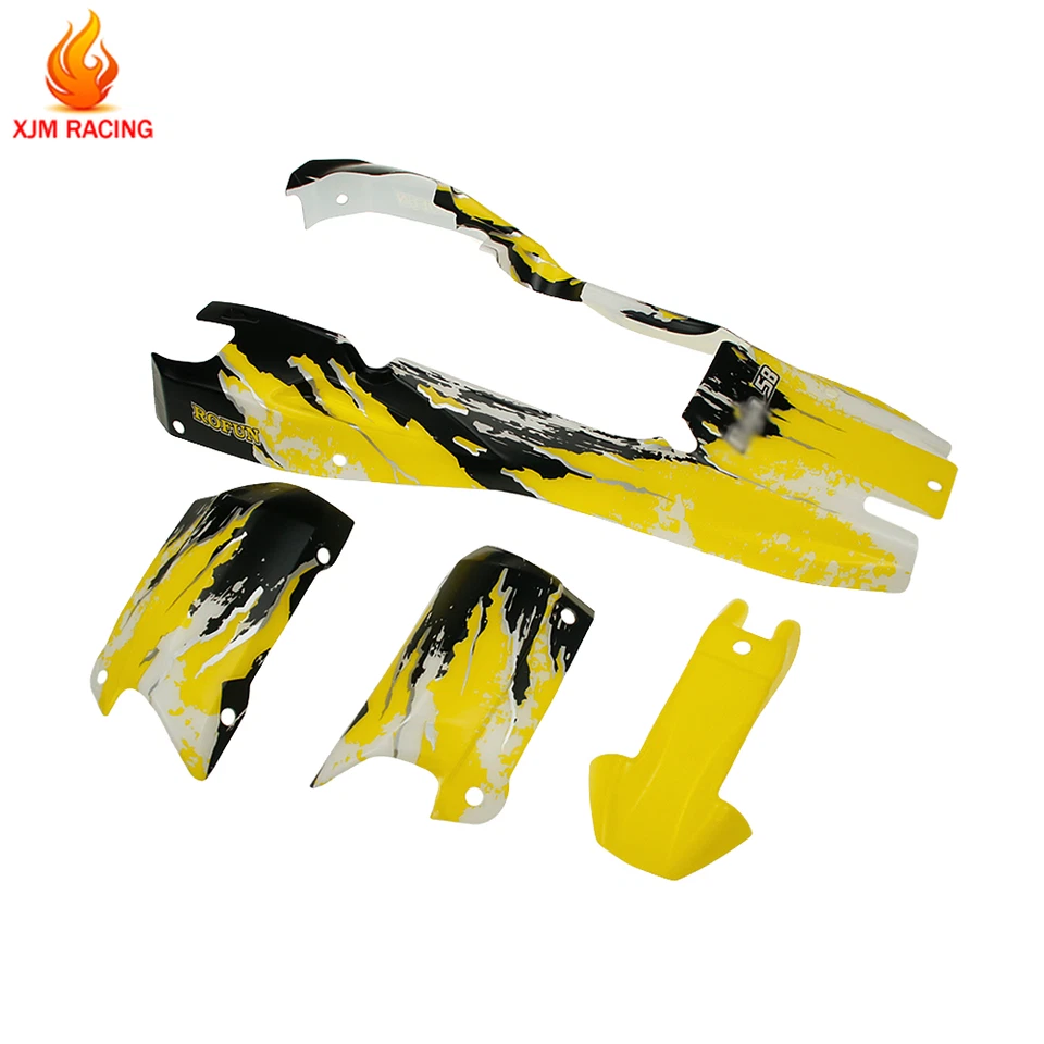 RC Car Body Shell Cover Kit Black and Yellow Plastic For 1/5 Hpi Rv Km Baja 5B - Image 2 of 4
