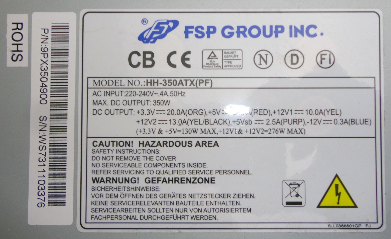 FSP 350W ATX PSU Power Supply Unit / PSU HH-350ATX(PF) 9PX3504900 | eBay