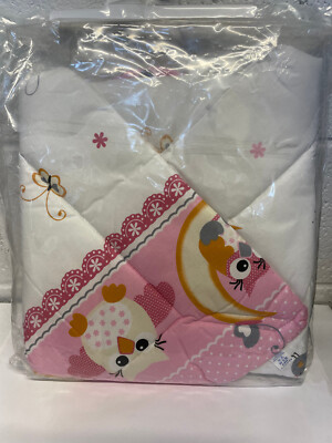 Baby Swaddle Wickeldecke - Rosa Eule Design - 100% Baumwolle 72 cm x 76 cm - Neu