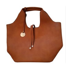 Borsa grande vintage Gamaya modello shopper a secchiello in pelle color cuoio