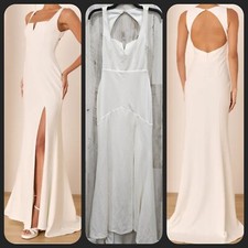 LULUS Everlasting Promise White Notched Backless Mermaid Maxi Dress Size SMALL