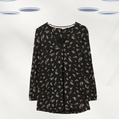 Ex Fat Face Women s Long Sleeve Garden Longline Top in Black