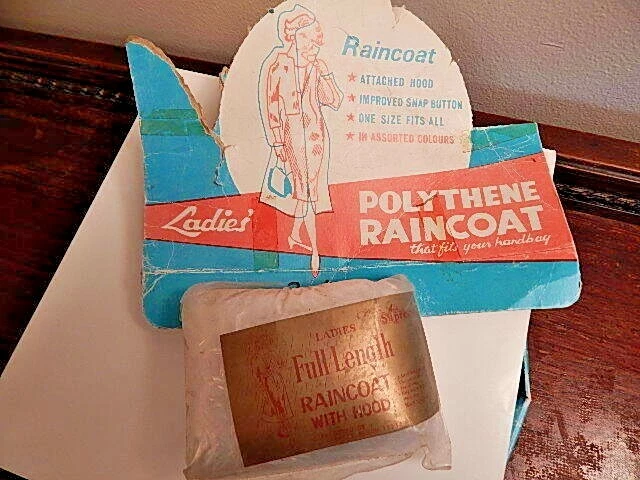 Nos Vintage Full Length Raincoat Hooded Hood Clear Compact Travel Waterproof - Image 4 of 4
