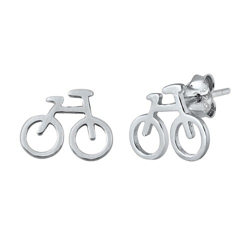 Bicycle Earrings 925 Sterling Silver 8mm Tiny Push Back Studs eBay