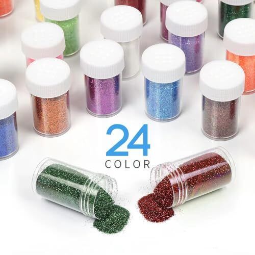 Feiner Glitzer zum Basteln Set, 24 Gläser Haar Glitzer für Gesicht und Körper Glitzer, - Bild 3 von 7