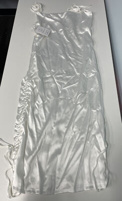 Satin Jacquard Cowl Neck String Along Mini Dress Side Ruched Silky Slip SMALL Wh | eBay Satin Jacquard Cowl Neck String Along Mini Dress Side Ruched Silky Slip SMALL Wh | eBay